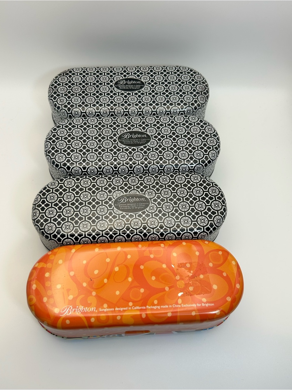 Brighton Floral Sunglass Tins Cases Qty 4 Multicolor Black & White 6.5" x 2.5" - Picture 4 of 10